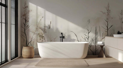 Misty Botanical Silhouettes wallpaper mural - XWALLX