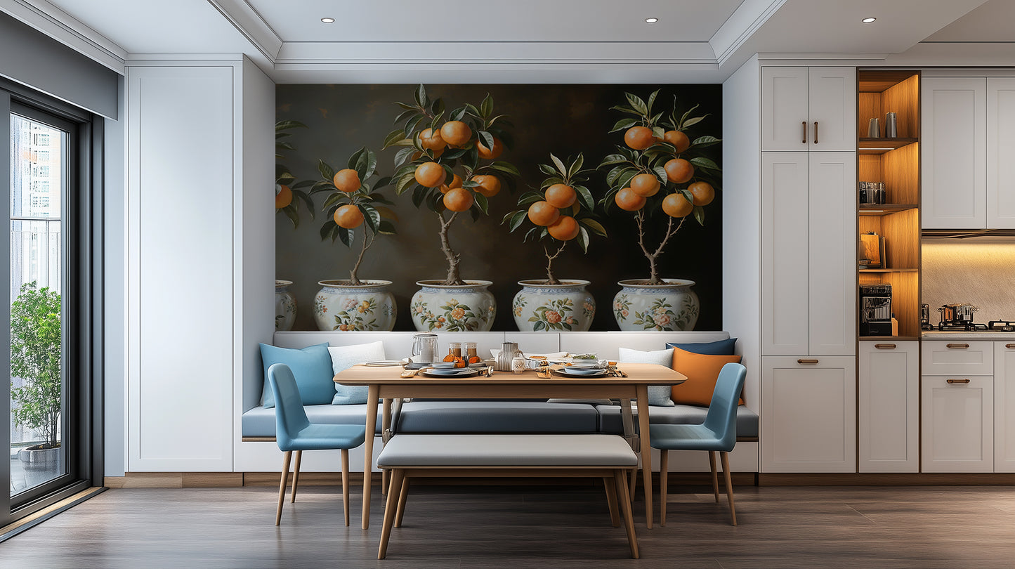 Vibrant Orange Trees wall mural - XWALLX