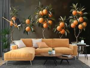 Vibrant Orange Trees wallpaper mural – XWALLX