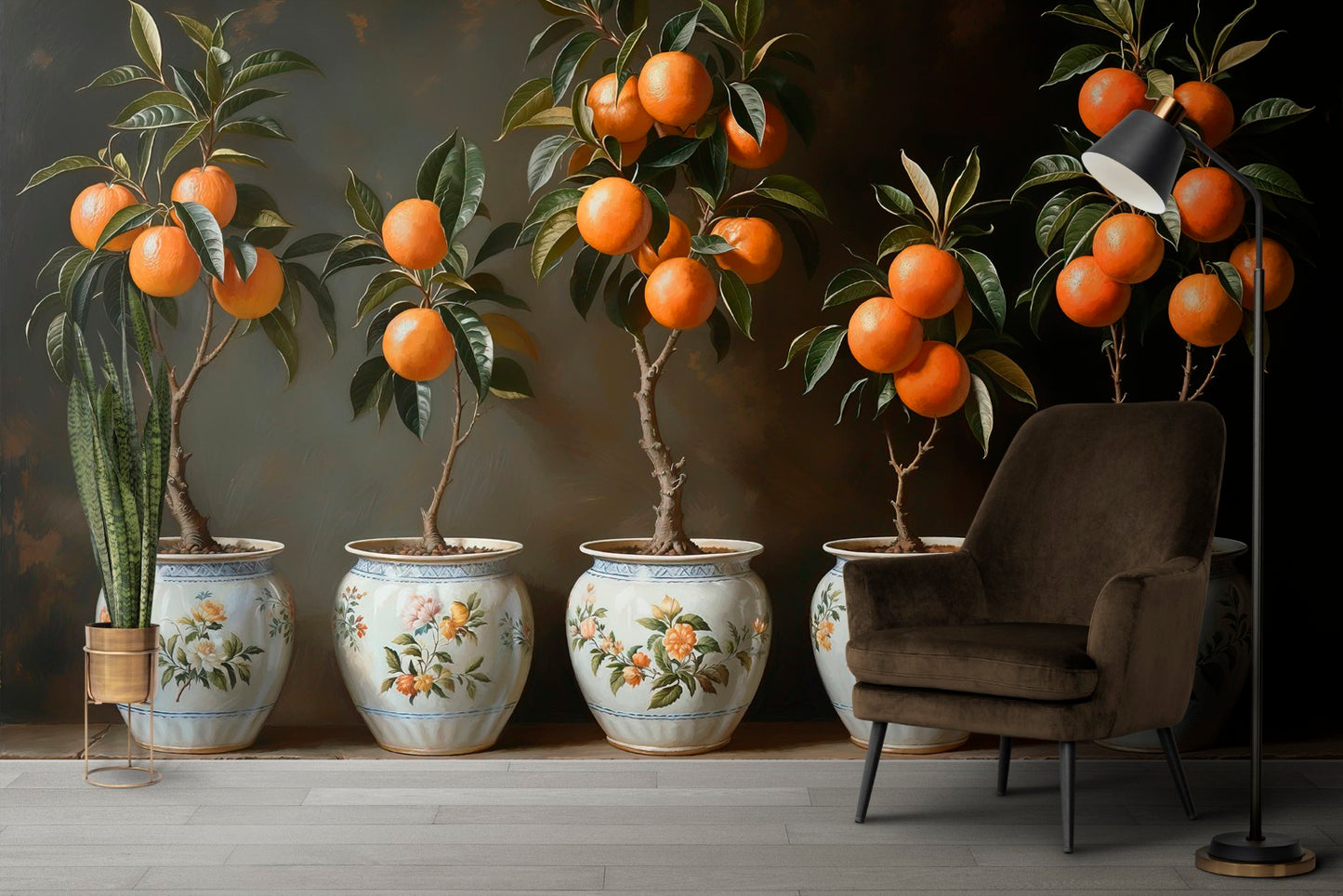 Vibrant Orange Trees wall art - XWALLX