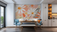 Soft White Bloom Abstract Floral wall mural 