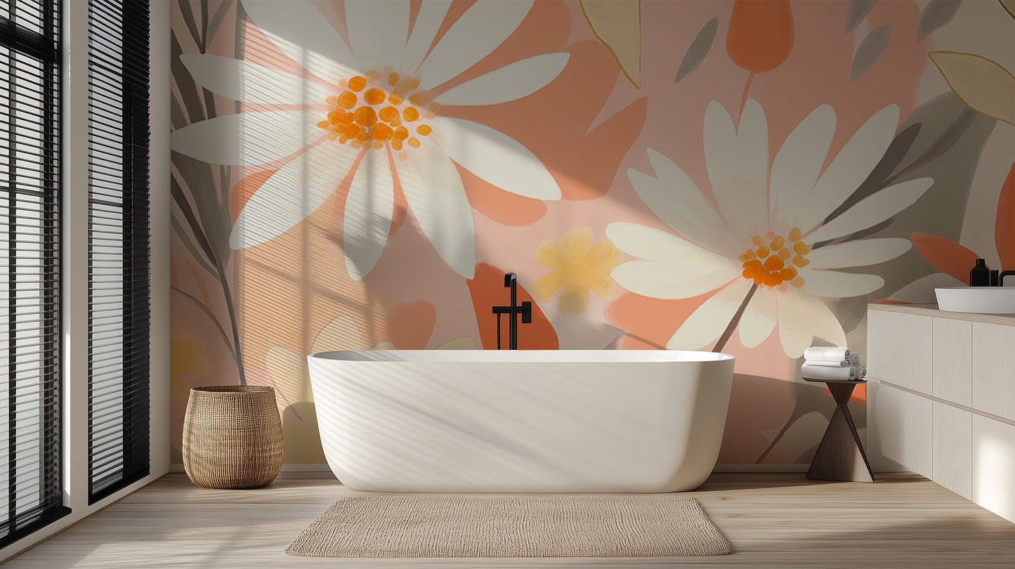 Soft Bloom Abstract Floral wallpaper mural - XWALLX