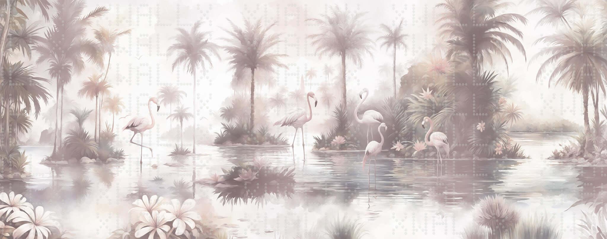 Serene Flamingo Oasis Wall Mural