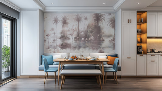 Serene Flamingo Oasis wall mural Mural wall mural - XWALLX