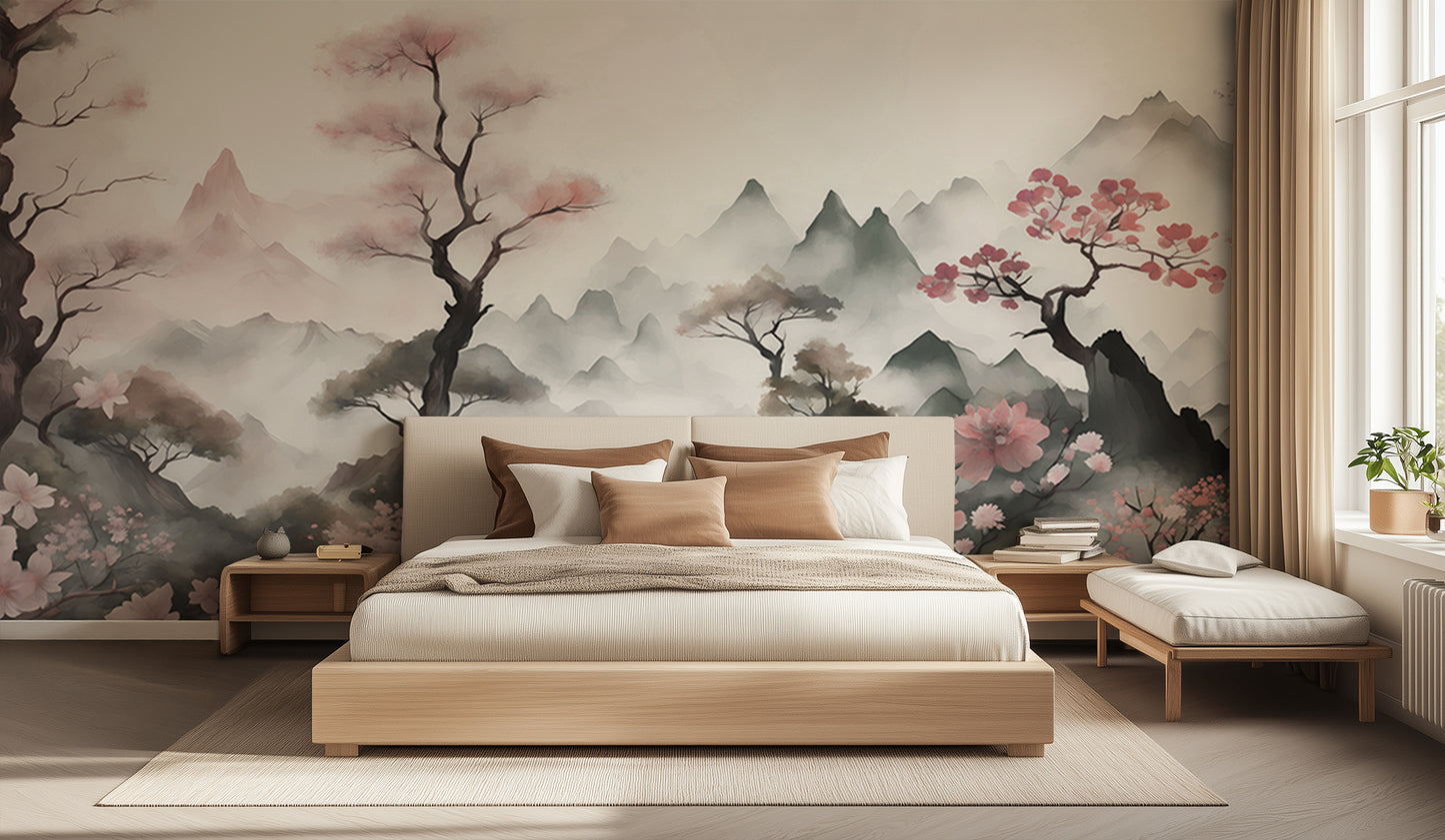 Misty Mountain Cherry Blossom wall decor - XWALLX