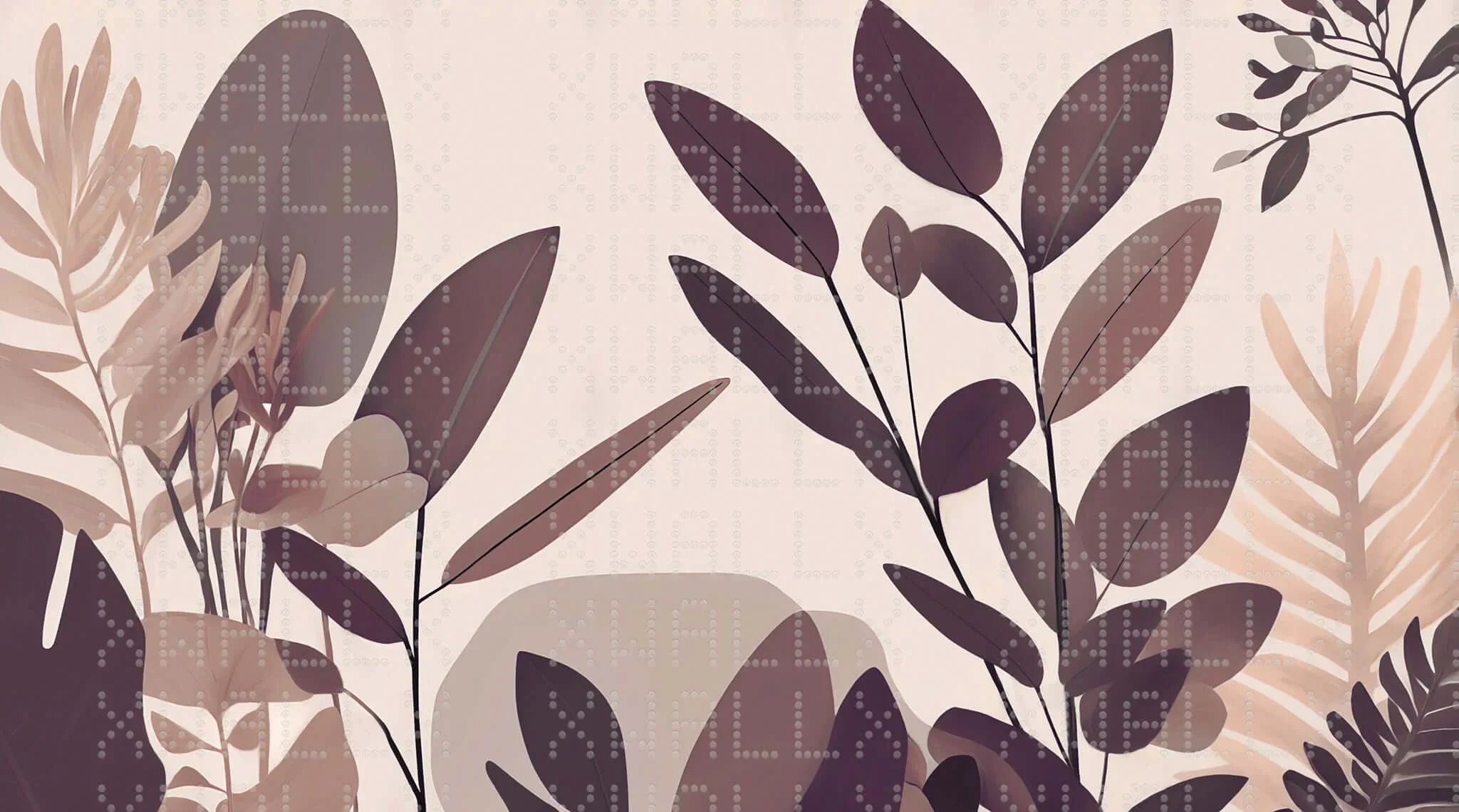 Abstract Botanical Leaves Wall Mural