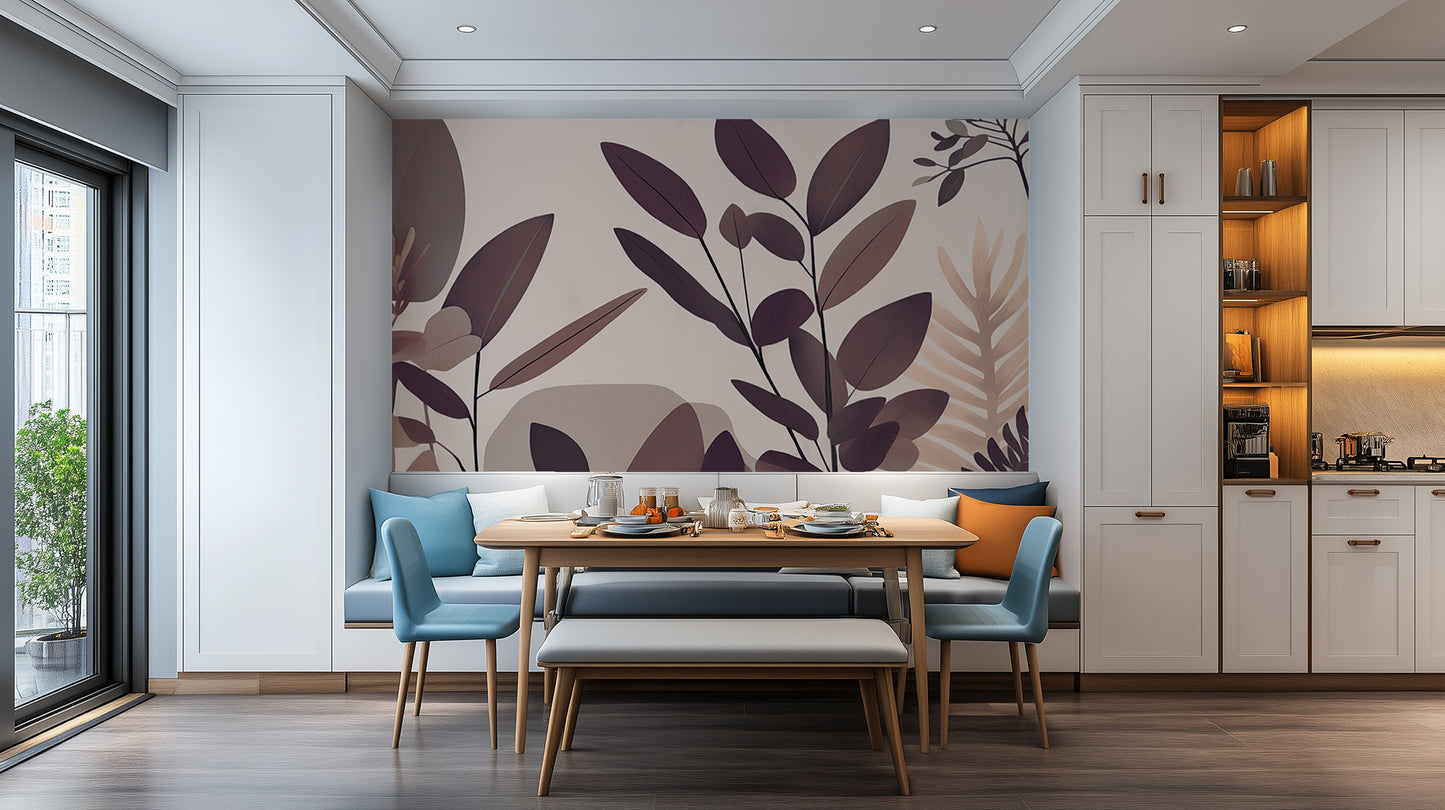 Abstract Botanical Leaves wall mural - XWALLX
