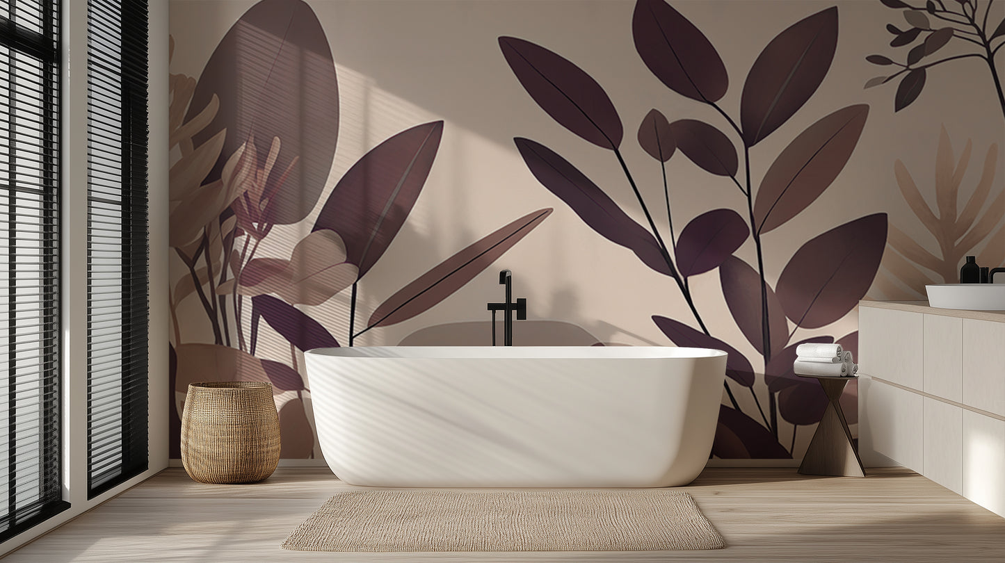 Abstract Botanical Leaves wallpaper mural - XWALLX