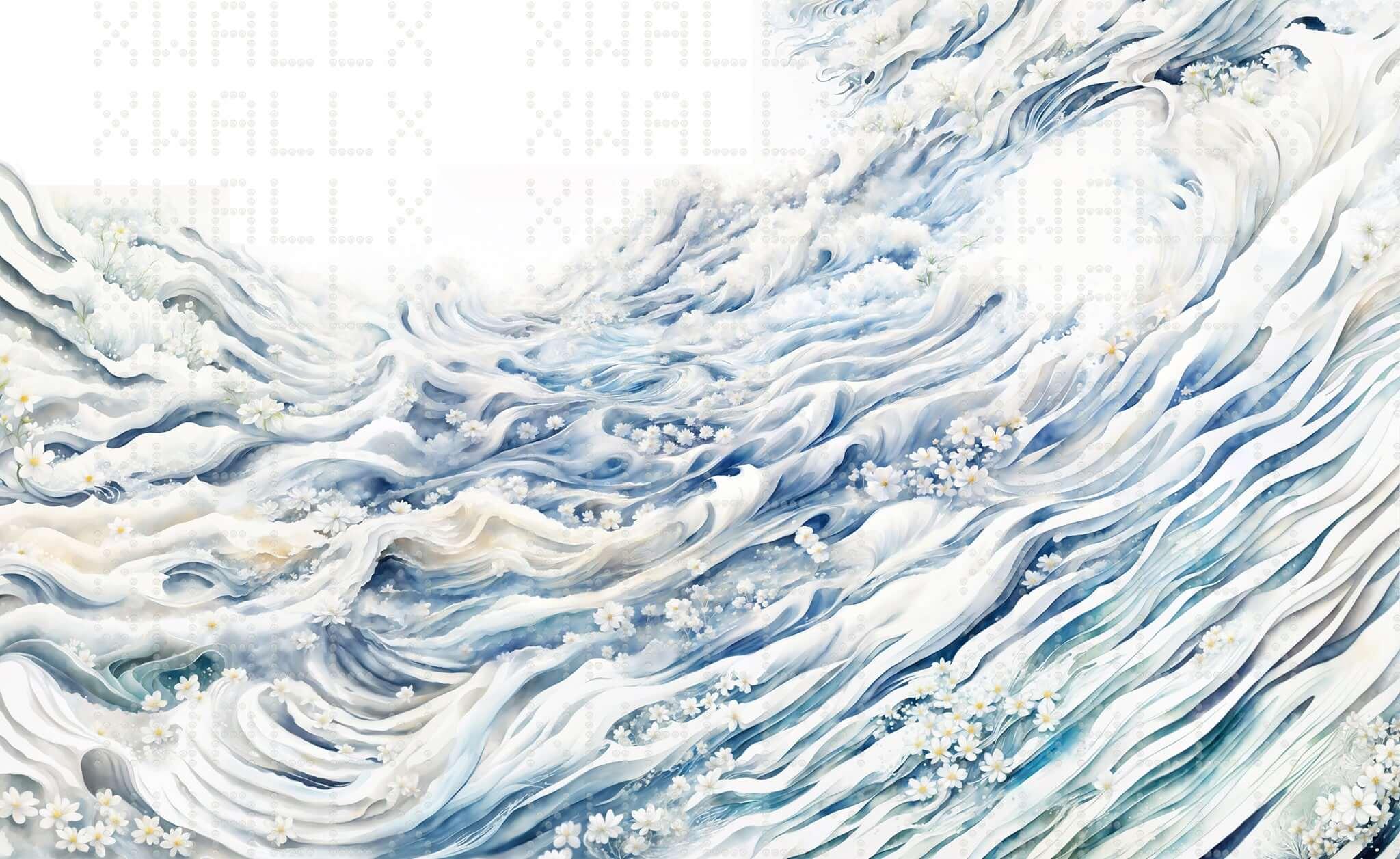 Flowing Waves Floral Wall Mural