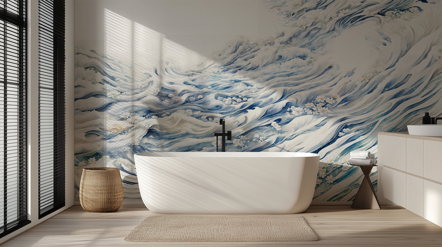 Flowing Waves Floral wallpaper mural - XWALLX