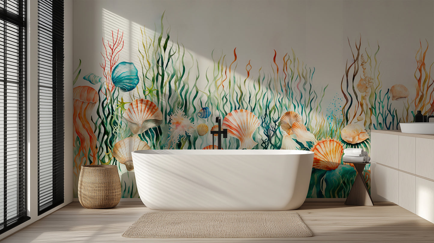 Oceanic Flora Seashell wallpaper mural - XWALLX