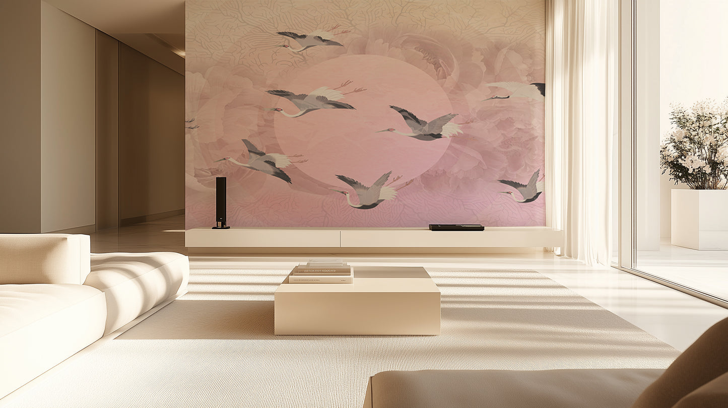 Ethereal Cranes Blush wallpaper - XWALLX