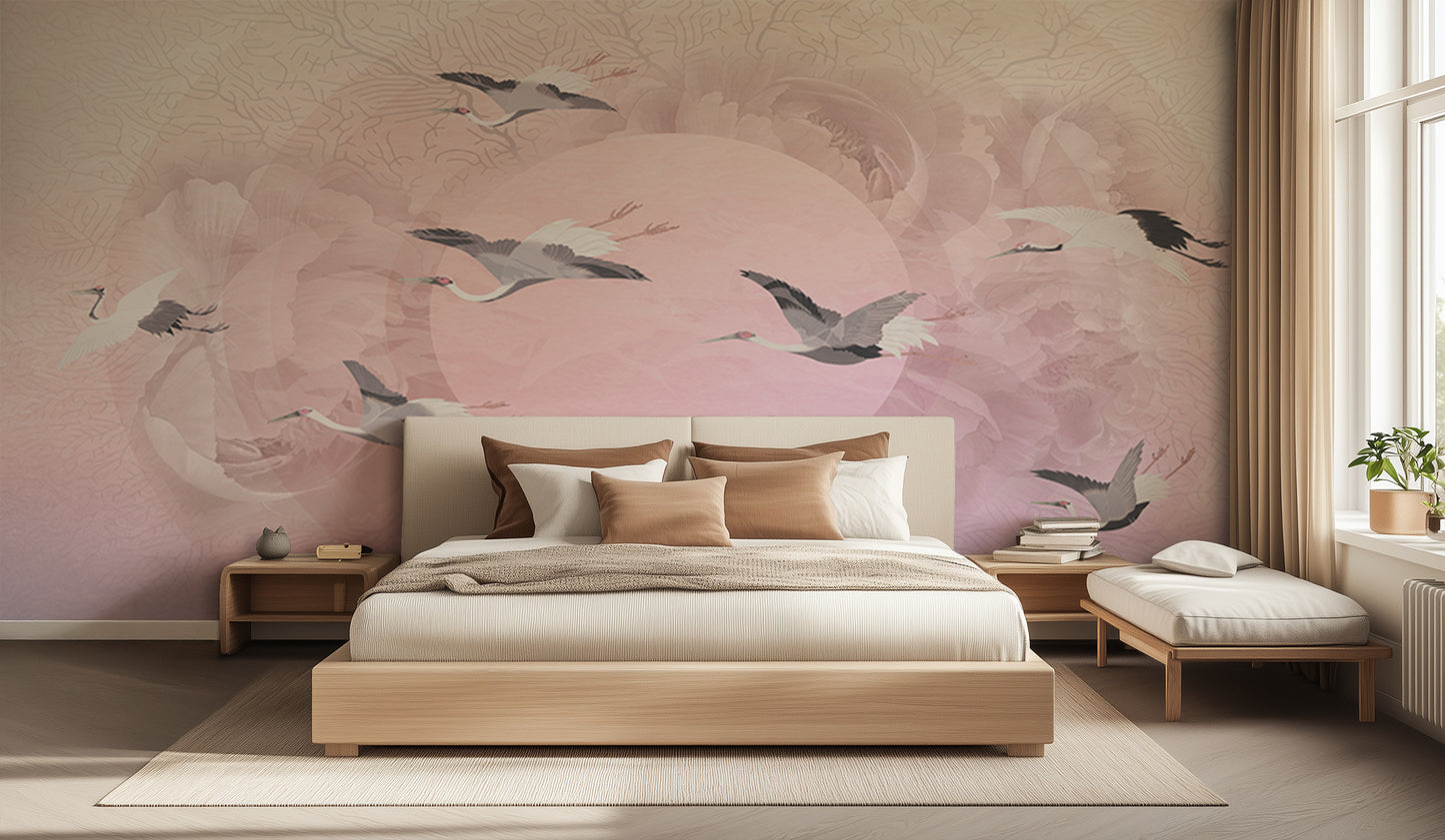 Ethereal Cranes Blush wall decor - XWALLX