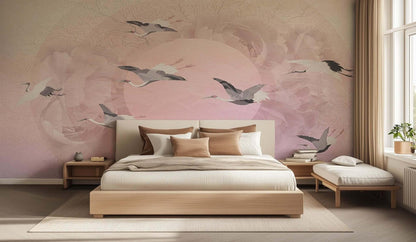 Ethereal Cranes Blush wall decor - XWALLX
