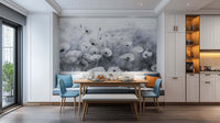 Misty White Poppies Dreamscape wall mural 
