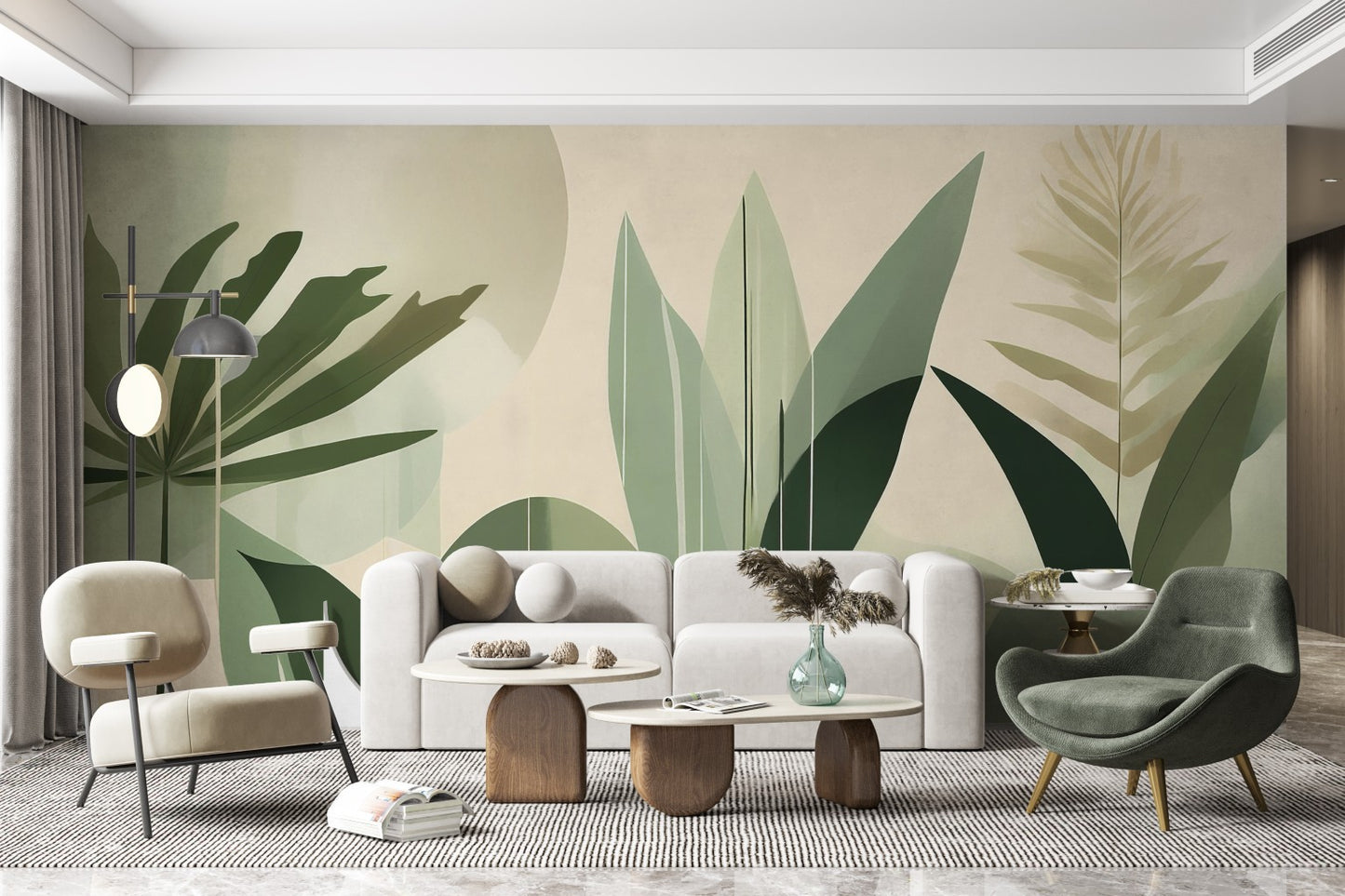 Abstract Leaf Forms wallpaper mural - XWALLX