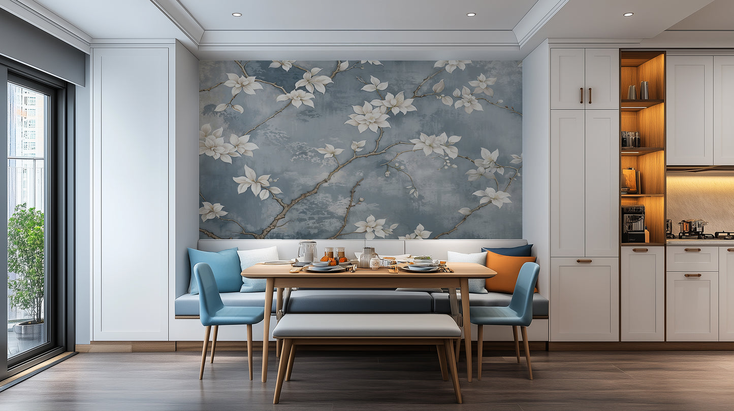 White Magnolia Bloom wall mural - XWALLX