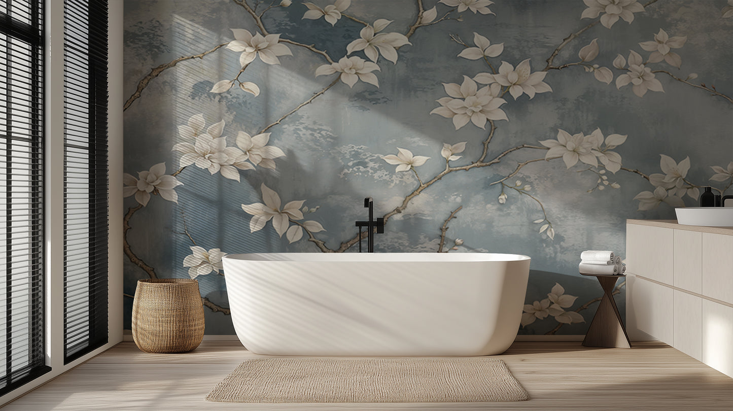 White Magnolia Bloom wallpaper mural - XWALLX