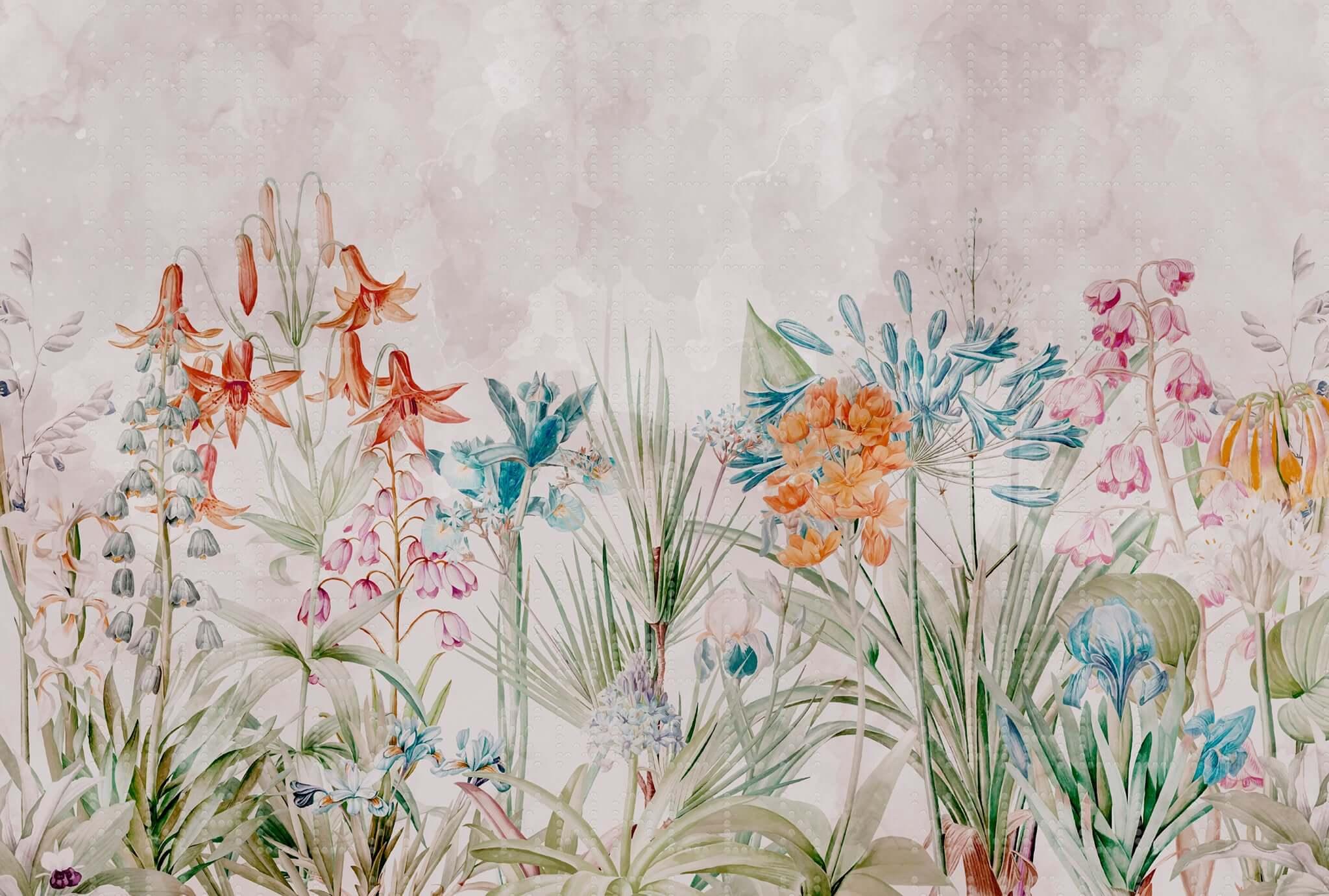Vibrant Floral Artistic Wall Mural