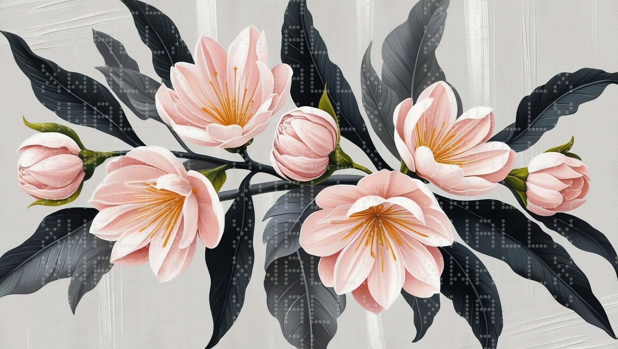 Yumuşak Pembe Magnolia Floral Duvar Posteri