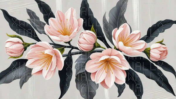 Yumuşak Pembe Magnolia Floral Duvar Posteri - Sample