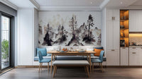 Misty Peaks Landscape Forest Waterfall wall mural 