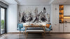 Misty Peaks Forest Waterfall Wall Mural