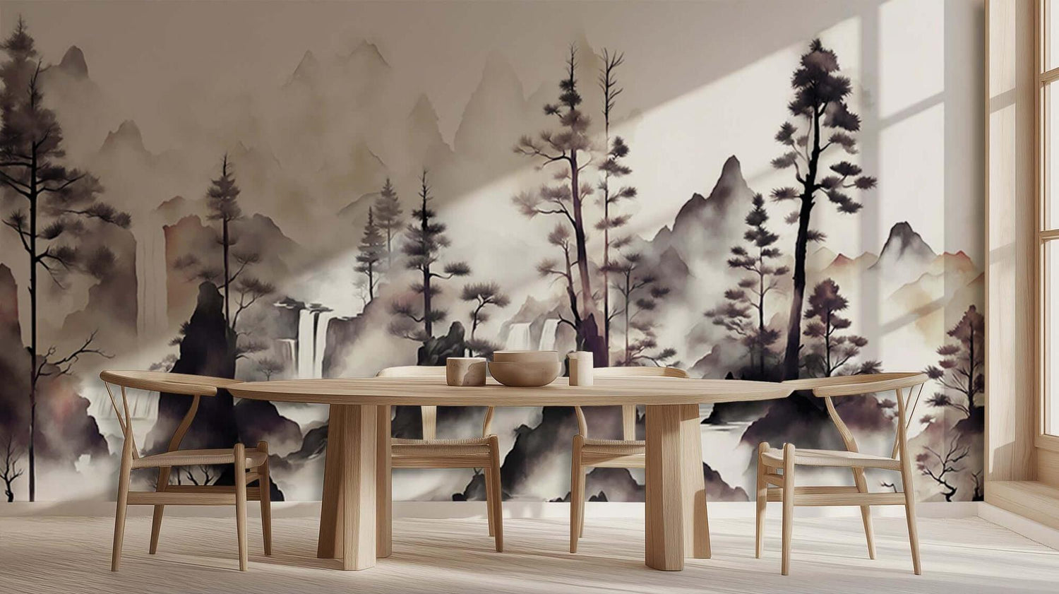Misty Peaks Forest Waterfall wall art - XWALLX