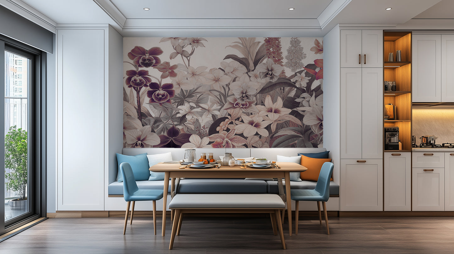 Muted Orchid Flora wall mural - XWALLX
