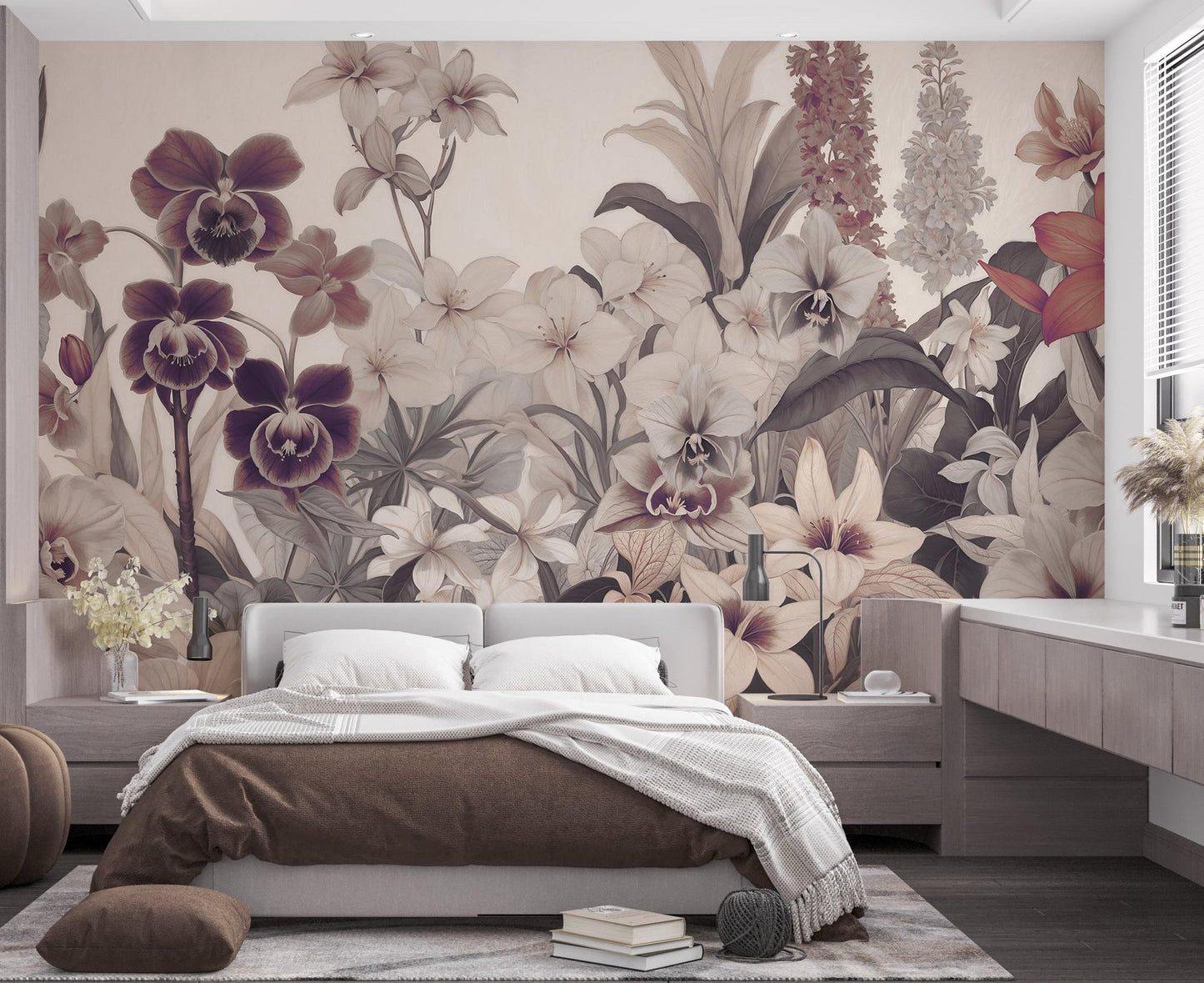 Muted Orchid Flora wall mural – XWALLX