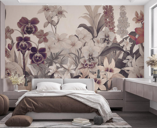 Muted Orchid Flora wall mural – XWALLX