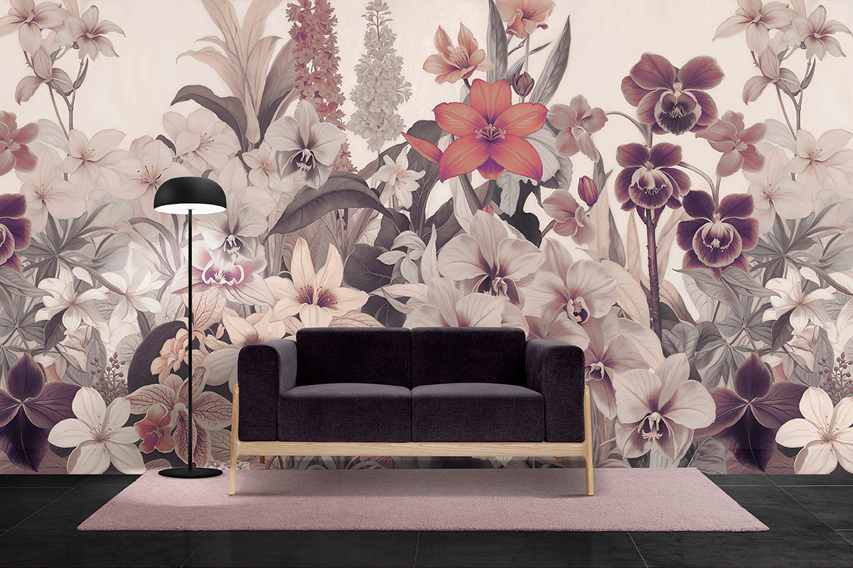Muted Orchid Flora wallpaper mural - XWALLX