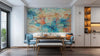 Aqua Bloom Watercolor Wall Mural