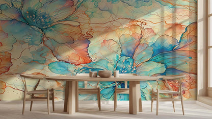 Aqua Bloom Watercolor wall art - XWALLX