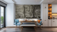 Monochrome Jungle Illustration wall mural - XWALLX