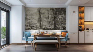 Monochrome Jungle Illustration wall mural - XWALLX