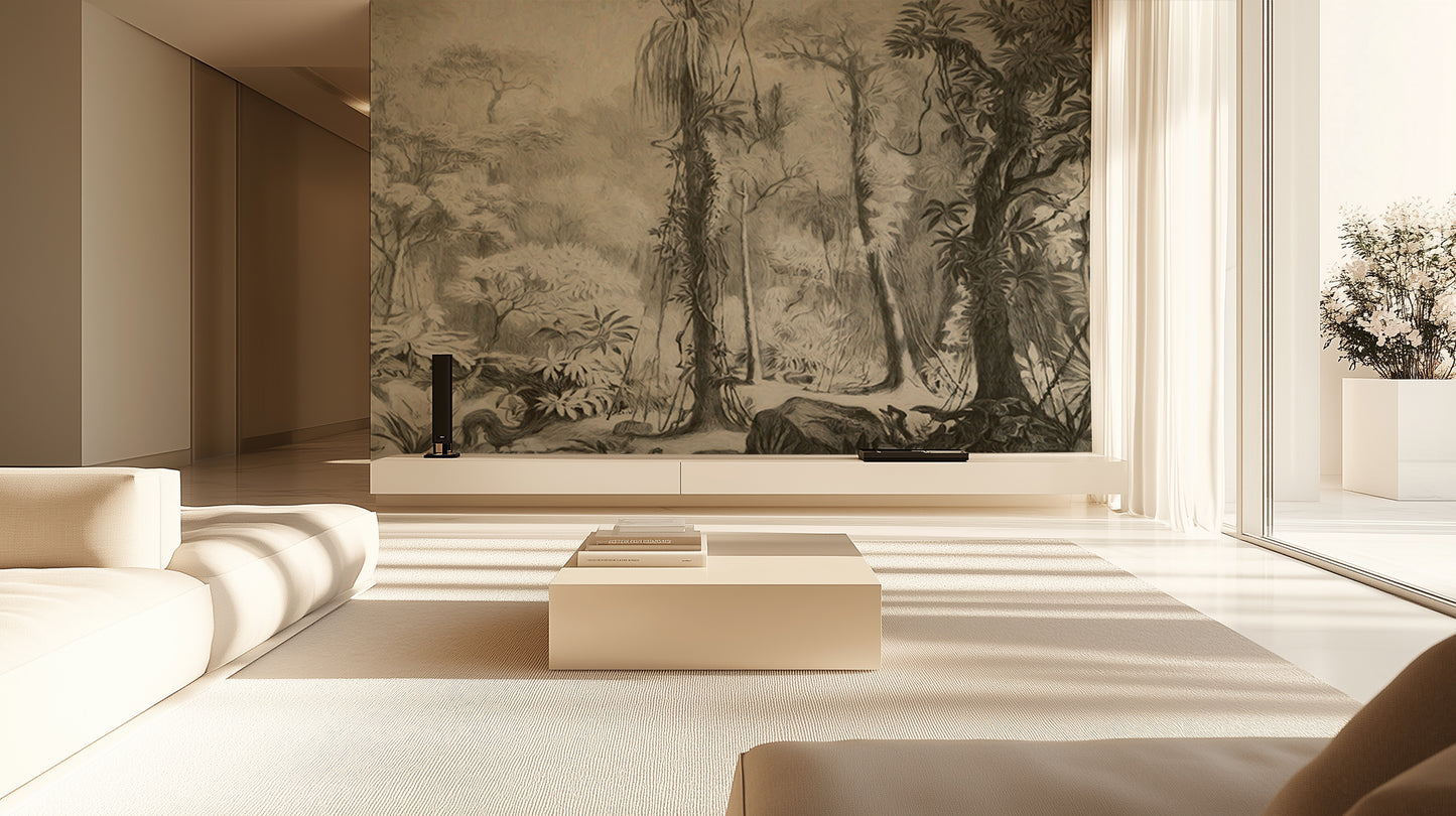 Monochrome Jungle Illustration wallpaper - XWALLX