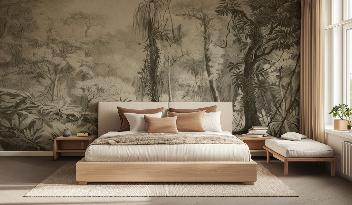 Monochrome Jungle Illustration wall decor - XWALLX