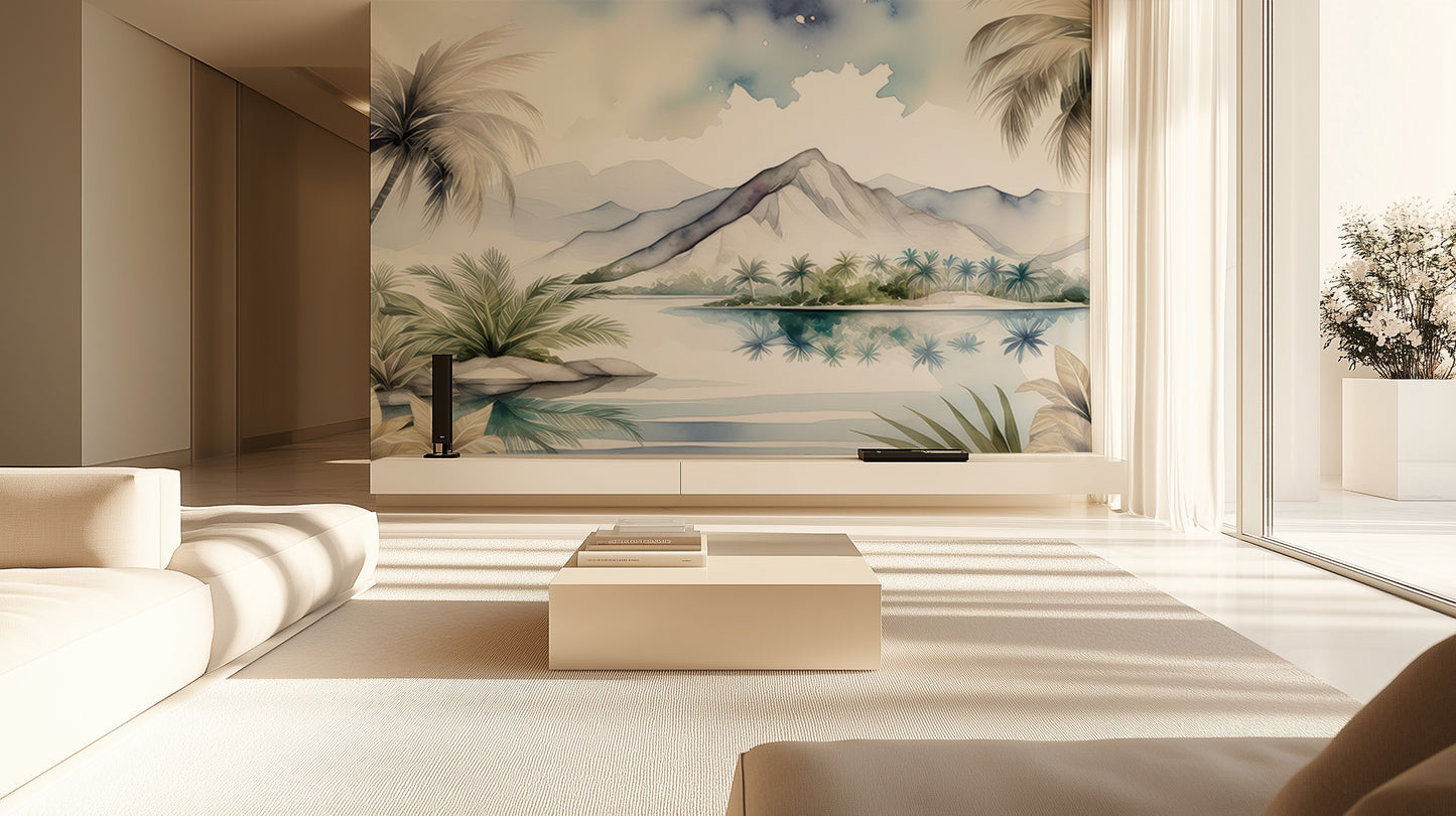 Watercolor Island Oasis wallpaper - XWALLX