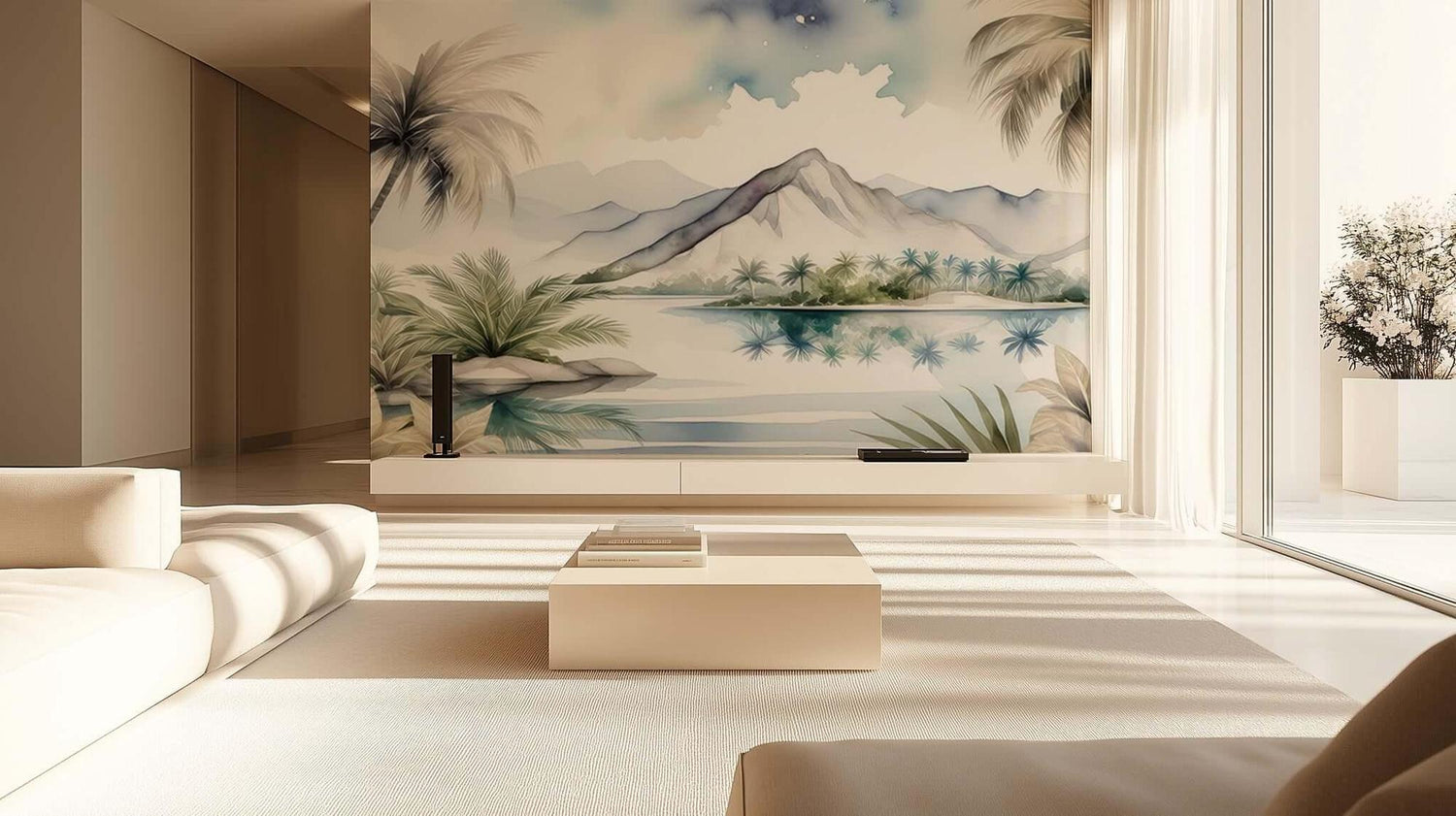 Watercolor Island Oasis wallpaper - XWALLX