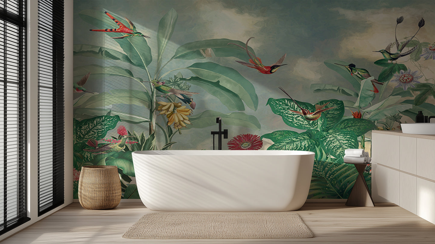 Hummingbird Paradise Tropical wallpaper mural - XWALLX