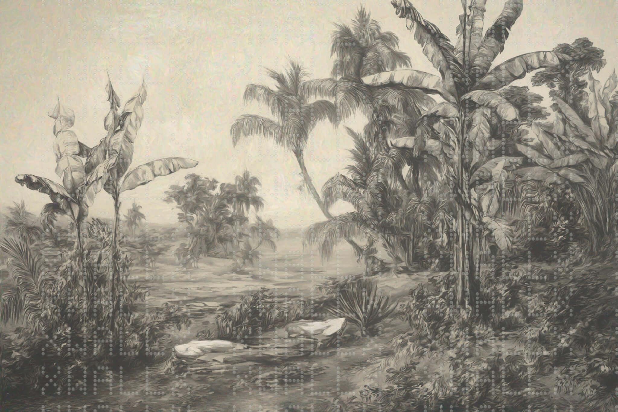 Monochromatic Jungle Canopy Wall Mural