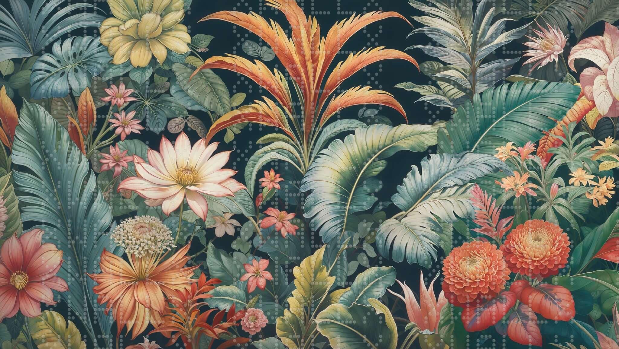 Vibrant Tropical Floral Wall Mural