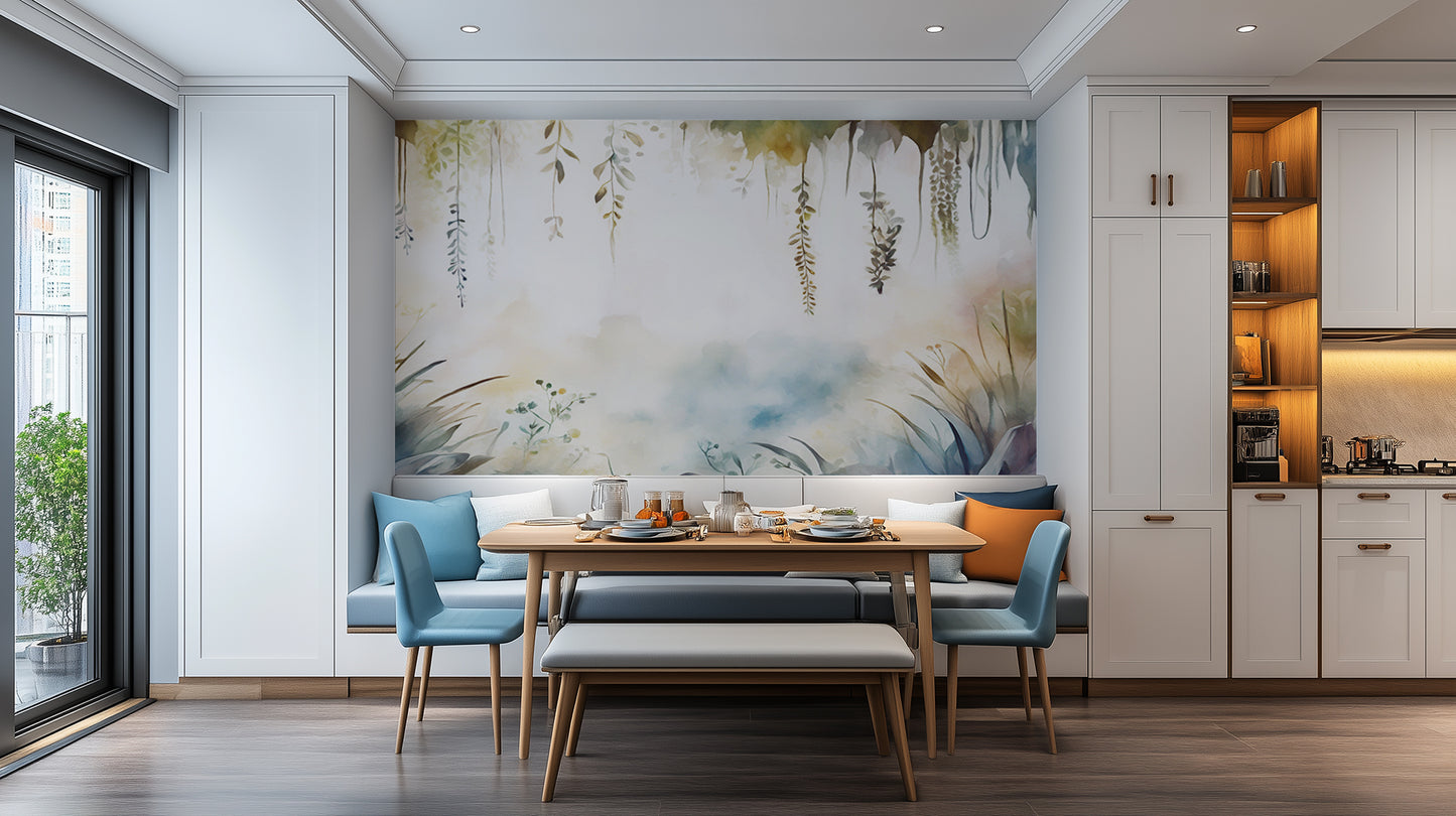 Whimsical Watercolor Greenery wall mural - XWALLX