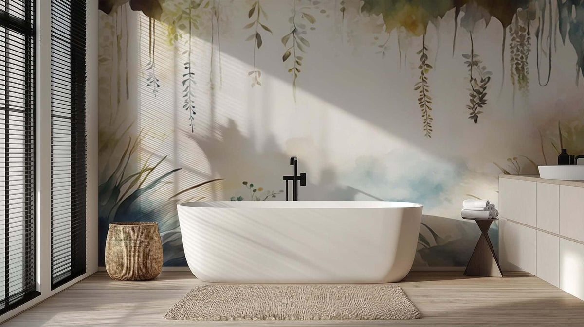 Whimsical Watercolor Greenery wallpaper mural - XWALLX