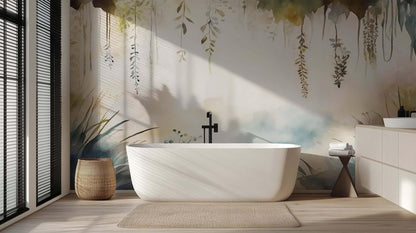 Whimsical Watercolor Greenery wallpaper mural - XWALLX