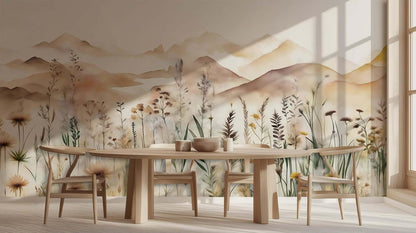 Floral Serenity Meadow wall mural - XWALLX