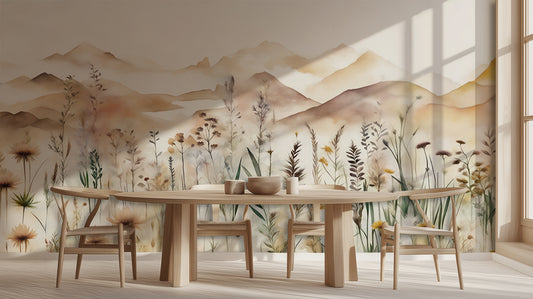 Floral Serenity Meadow wall mural - XWALLX