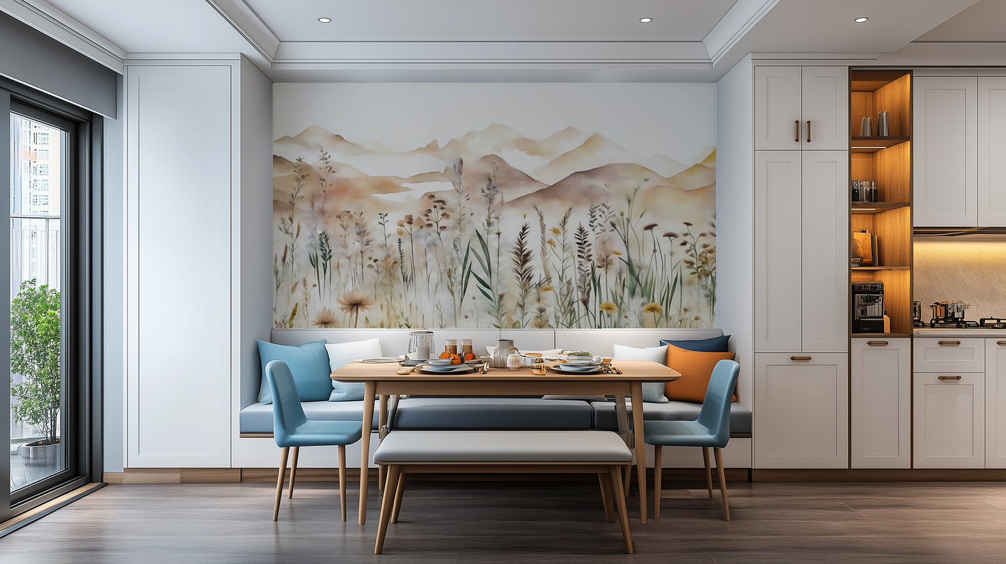 Floral Serenity Meadow wallpaper mural - XWALLX