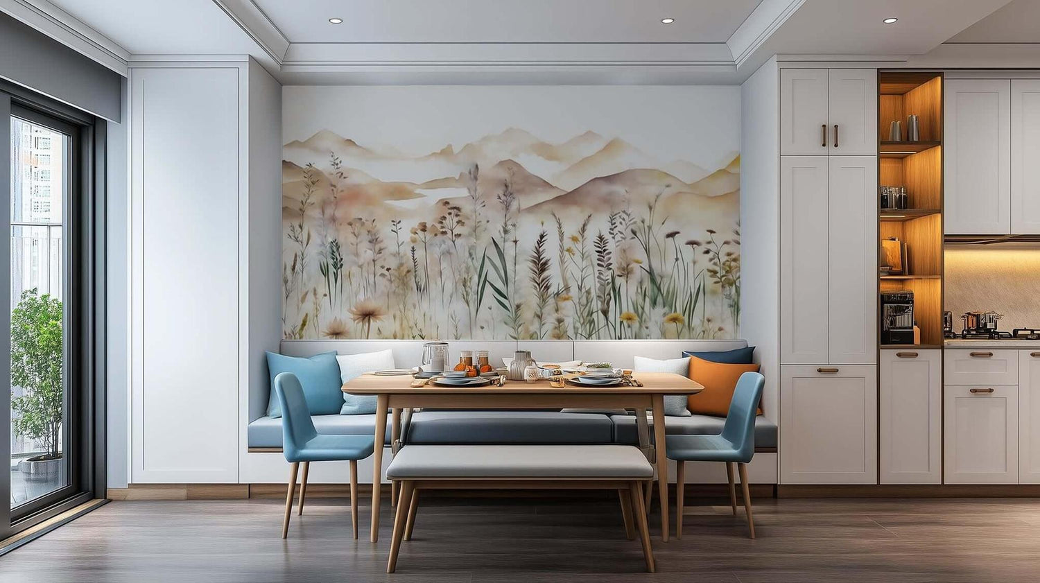 Floral Serenity Meadow wallpaper mural - XWALLX
